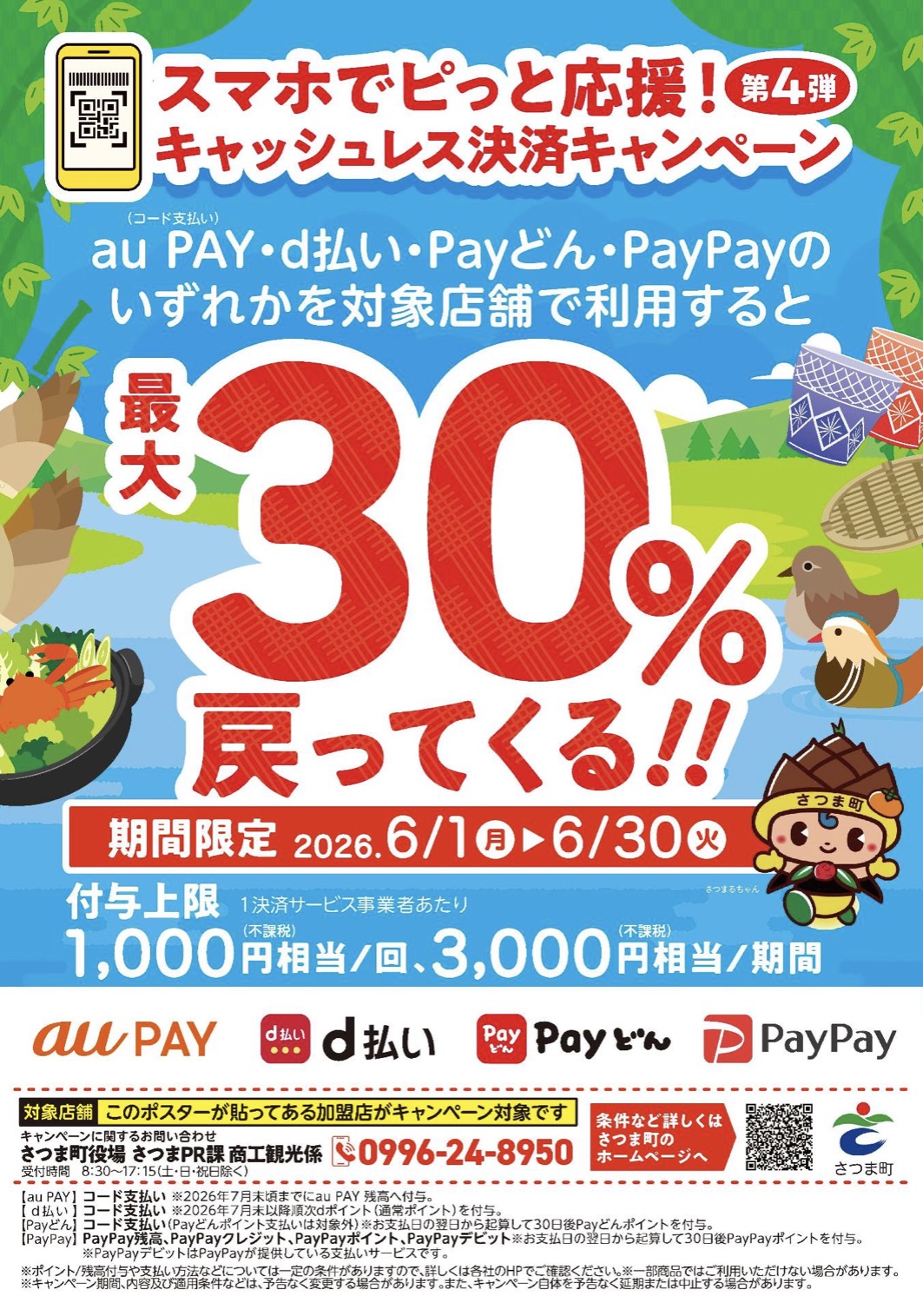 SUNの送料決済用ページ さつま町】キャッシュレス決済促進キャンペーン第4弾がスタート！6/1